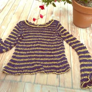 Free People blue & yellow light summer sweater XS